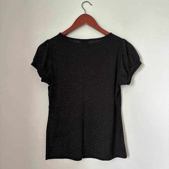 ✨Host Pick✨2/$20 Worthington | Black Gold Dotted Crewneck Puff Sleeve Top - Picture 5 of 9